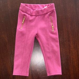 Janie and Jack Pink Ponte Leggings with Gold Zipper Detail